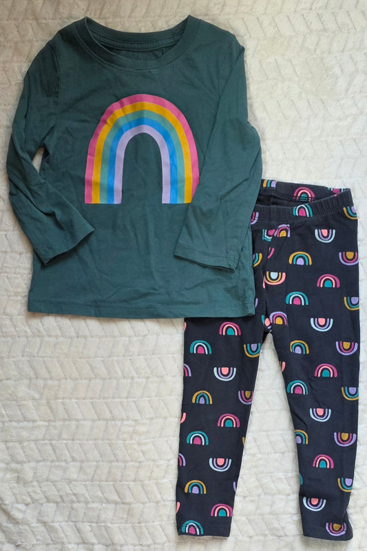 #190 Girls 2T Cat & Jack Rainbow Outfit Long Sleeve Top and Leggings