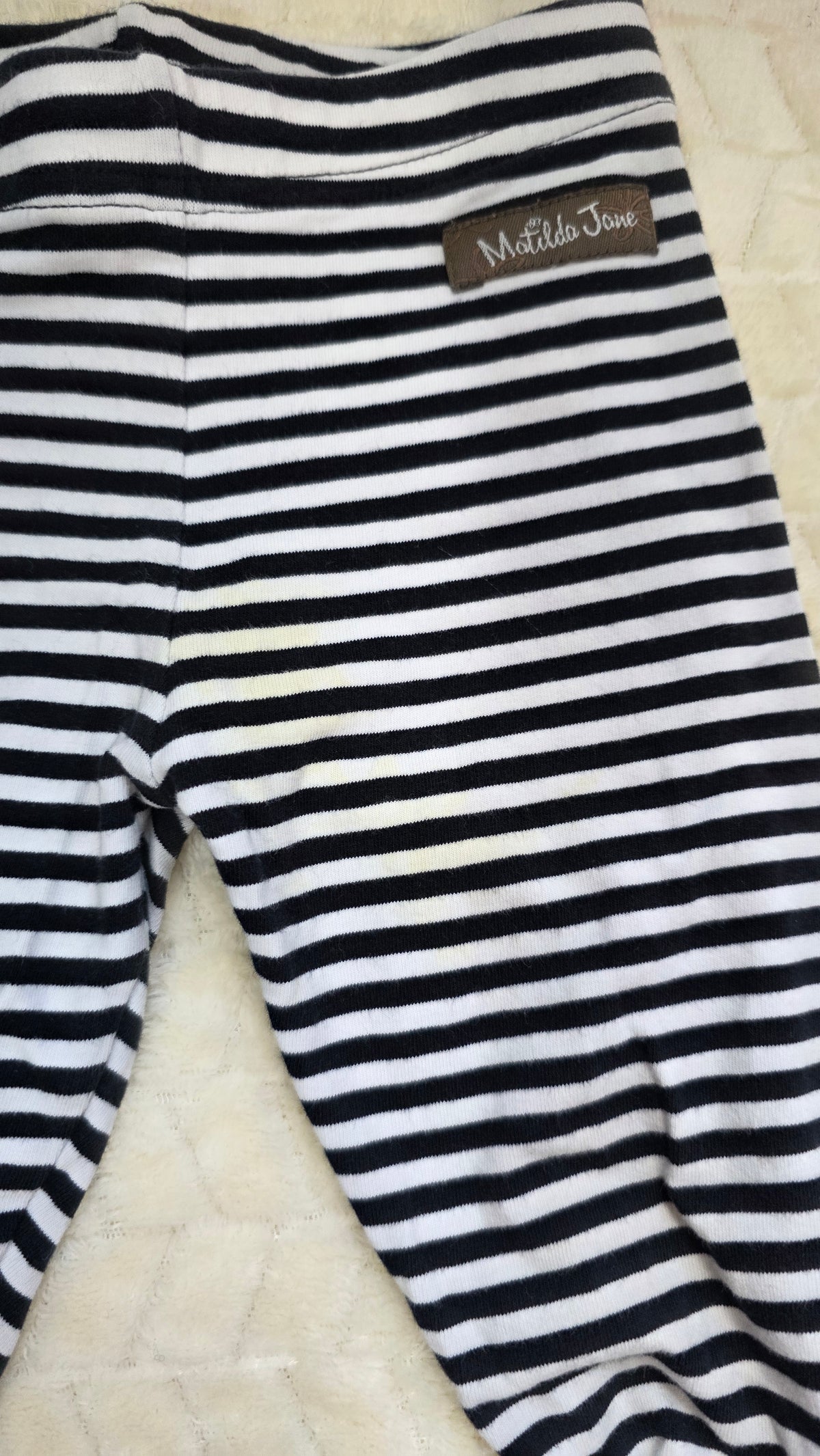 #190 Girls 2T Matilda Jane Pants Bundle of 2 Gray Ruffle + Black/White Stripe (2 of 2)