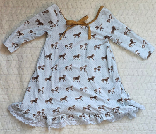 #190 Girls 2T Jane & Jo Nightgown – Horse Print (1 of 2)