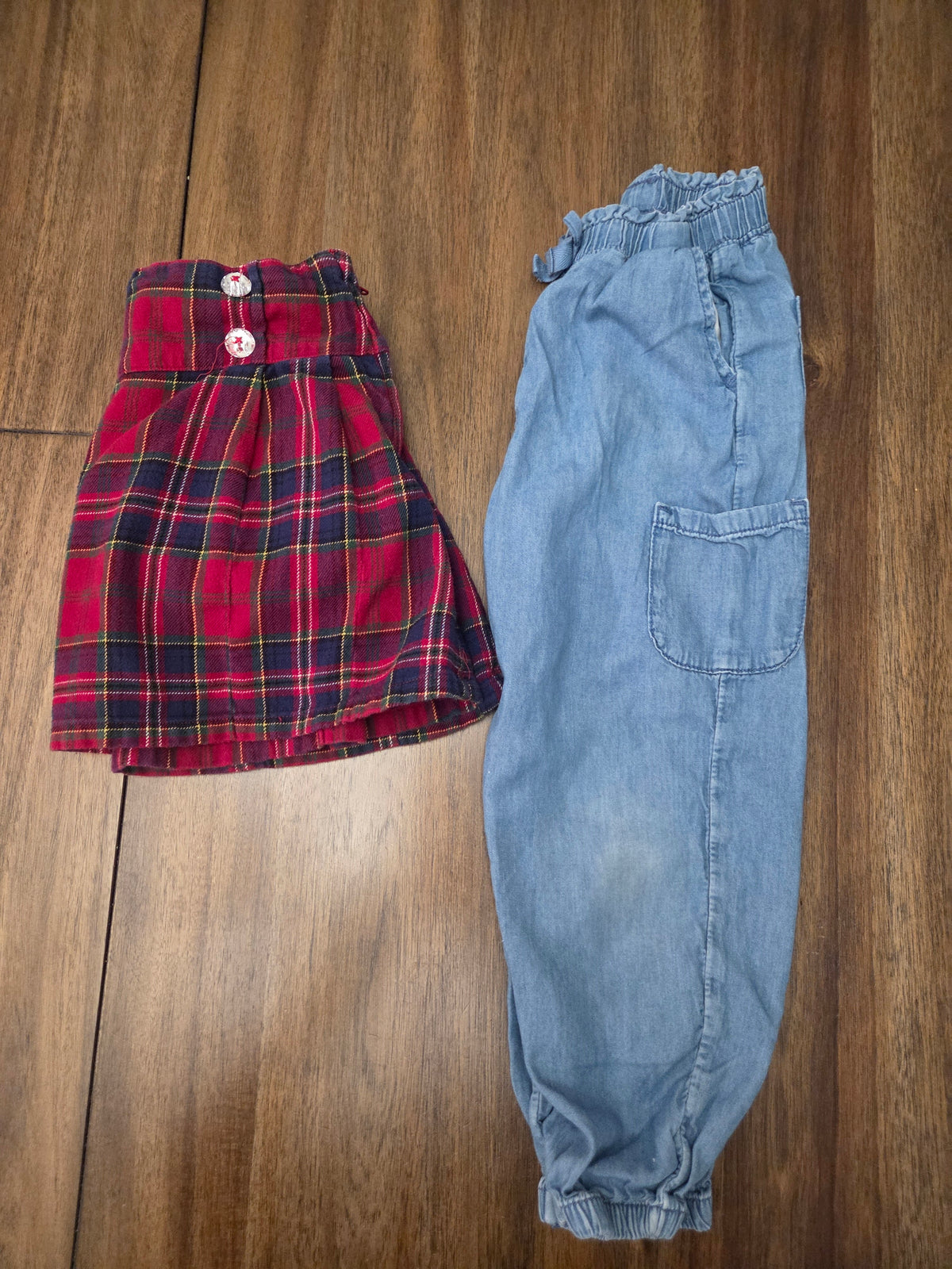 Seller 188 girls holiday skirt and soft pull on jeans size 5
