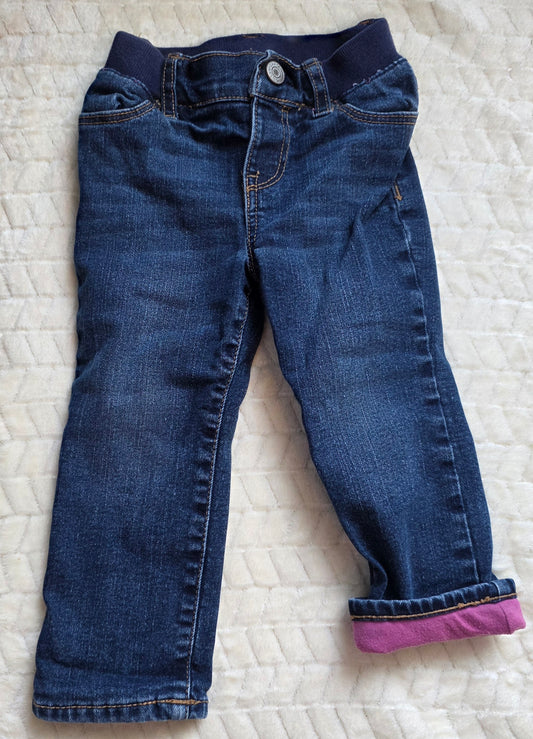#190 Girls 2T Gap Jeans Dark Wash with Pink Lining (1 of 2)