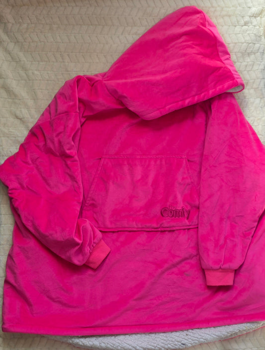 #190 Comfy Kids Wearable Blanket Pink Plush Hoodie (One Size)