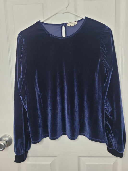 #164 Tucker + Tate Blue Crushed Velvet Top Girls XL (14/16)