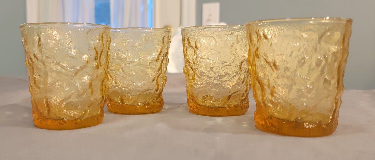 Seller #18 Set of 4 Vintage Anchor Hocking Crinkle 4-ounce Juice Glasses