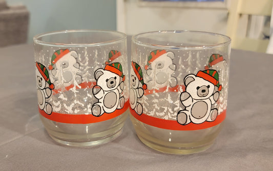 Seller #18 Pair of Christmas Bear Glass Glasses