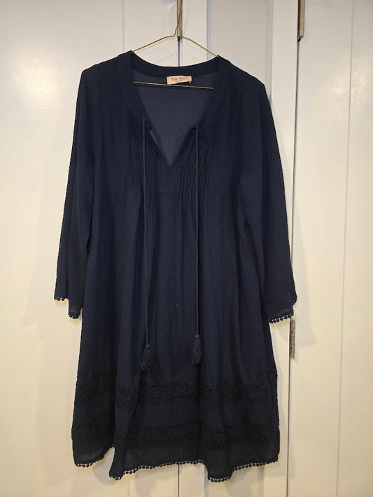 #131 Full Moon Maternity Navy dress with detail bottom sz XL