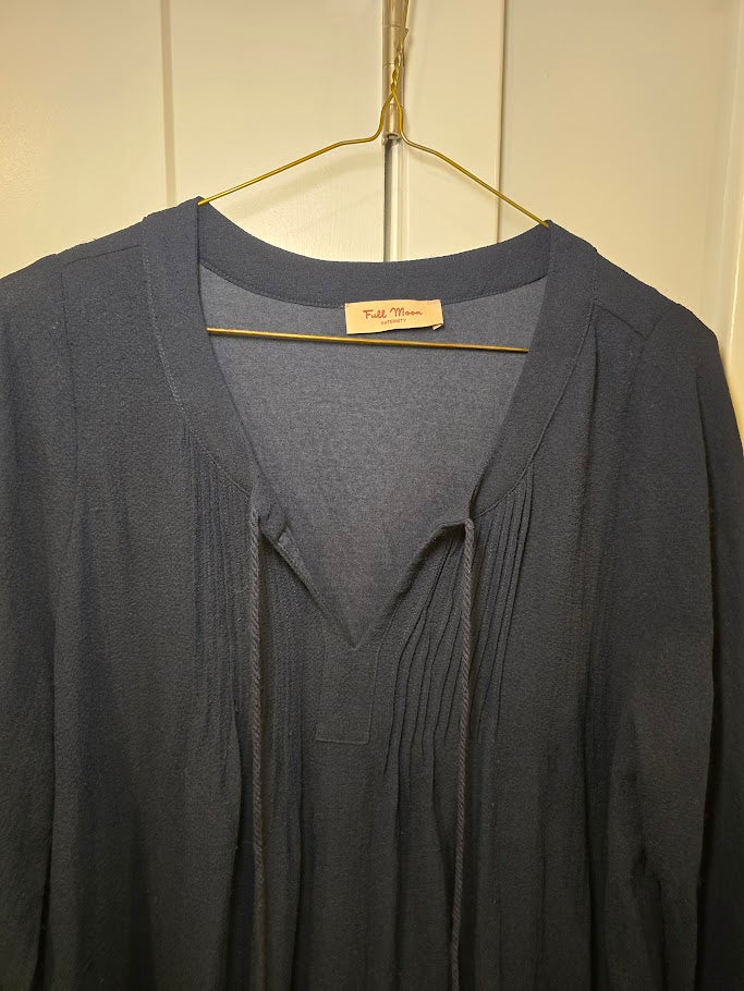 #131 Full Moon Maternity Navy dress with detail bottom sz XL