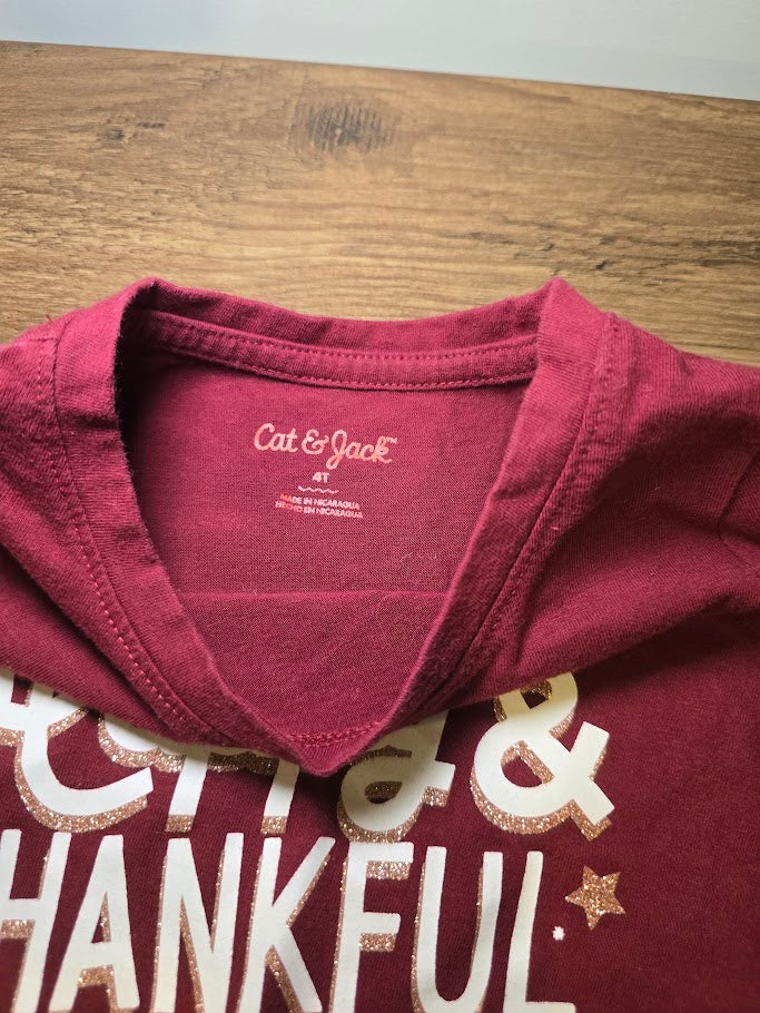 #131 Cat & Jack Thanksgiving long sleeve shirt sz 4T