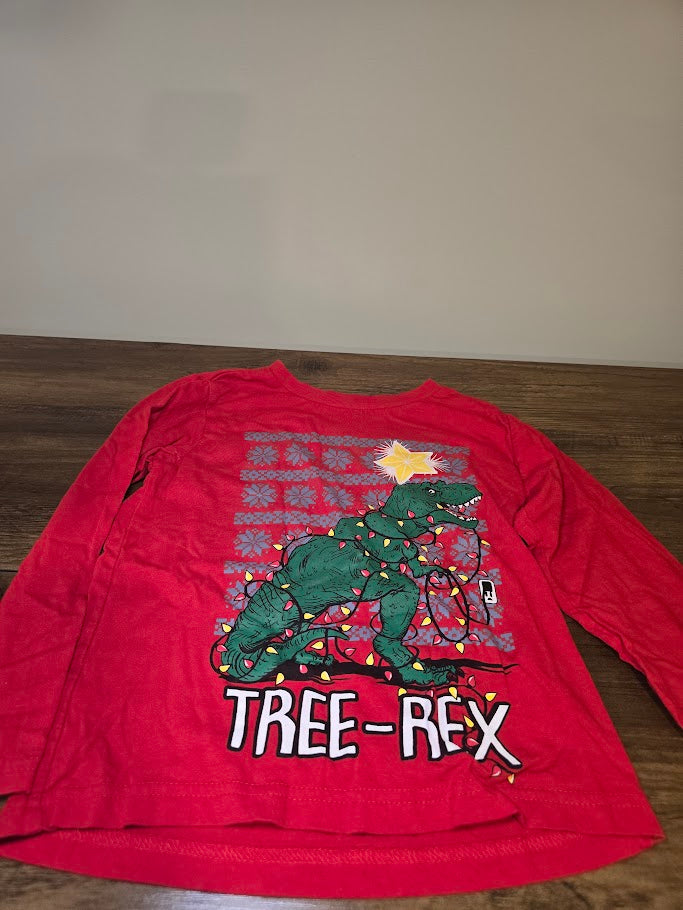 #131 Boys Christmas long sleeve dino shirt sz 5