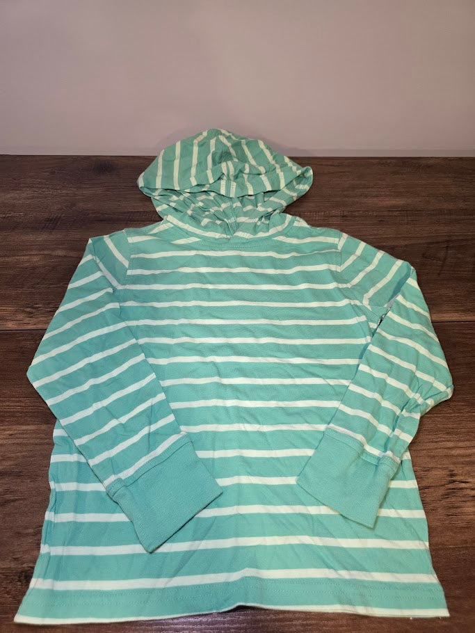 #131 J Crew Cuts green stripe hooded long sleeve shirt sz 4 - 5