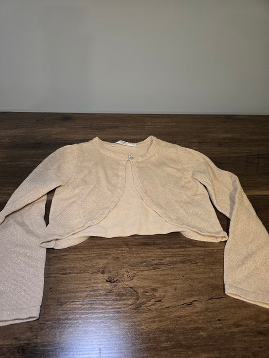 #131 Bolerose girls shimmer gold cardigan sz 5 - 6