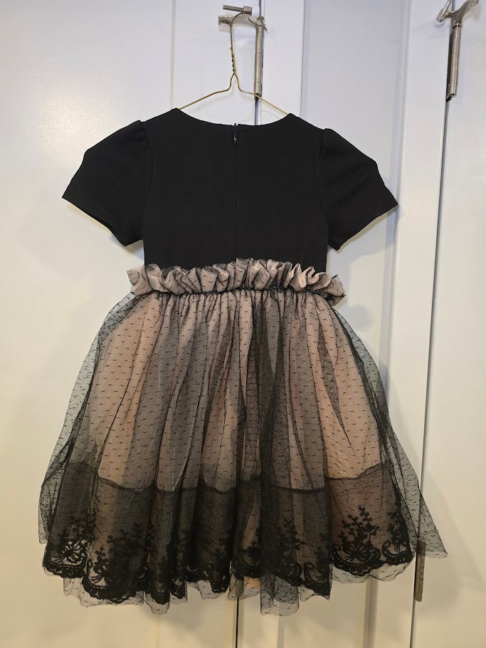 #131 Richie House Girls Black and Blush Tulle Dress sz 5 / 6