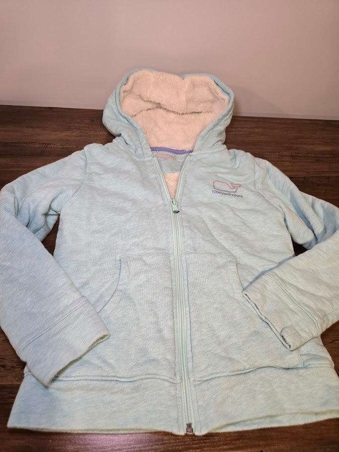 #131 Vineyard Vines light blue sherpa lined zip up hoodie sz S (7 - 8)