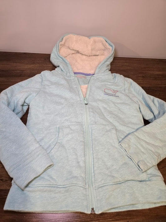 #131 Vineyard Vines light blue sherpa lined zip up hoodie sz S (7 - 8)