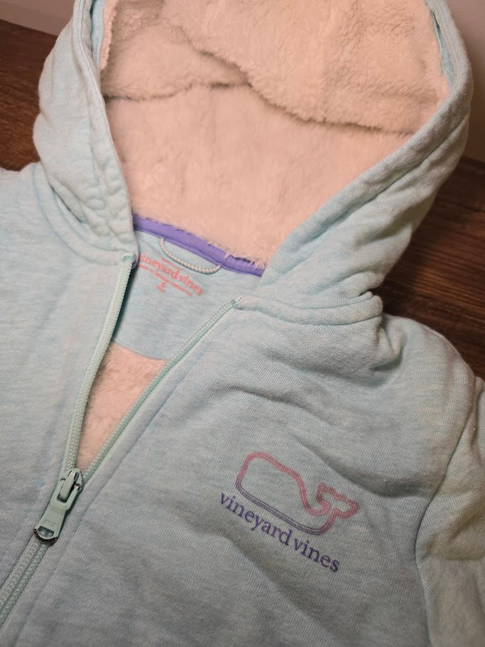 #131 Vineyard Vines light blue sherpa lined zip up hoodie sz S (7 - 8)