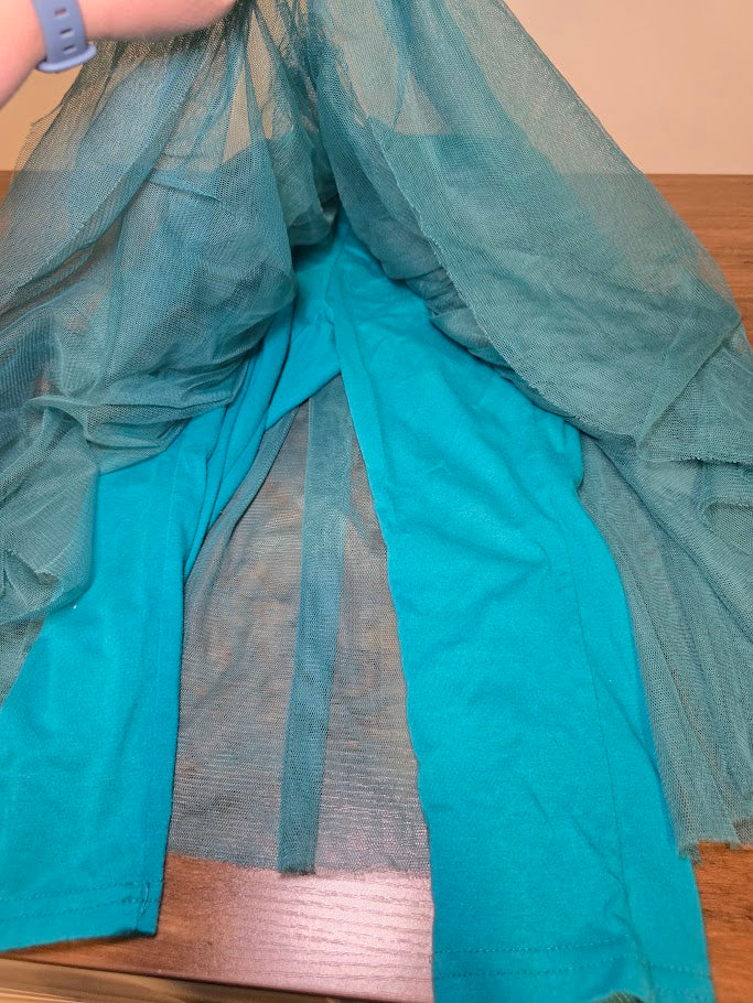 #131 Sunshine swing girls teal pants with long tulle skirt sz 5