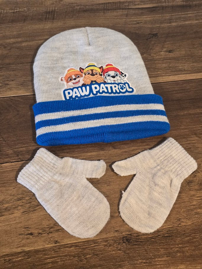 #131 Toddler Paw Patrol fold over hat with mittens