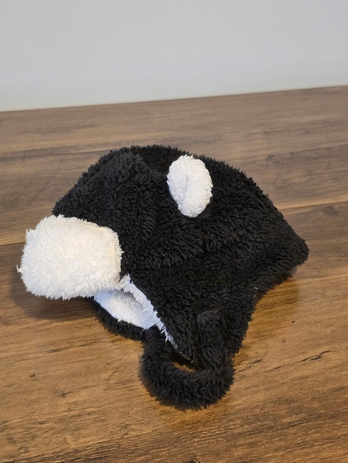 #131 Black and White sherpa hat with ears sz 12 - 24M