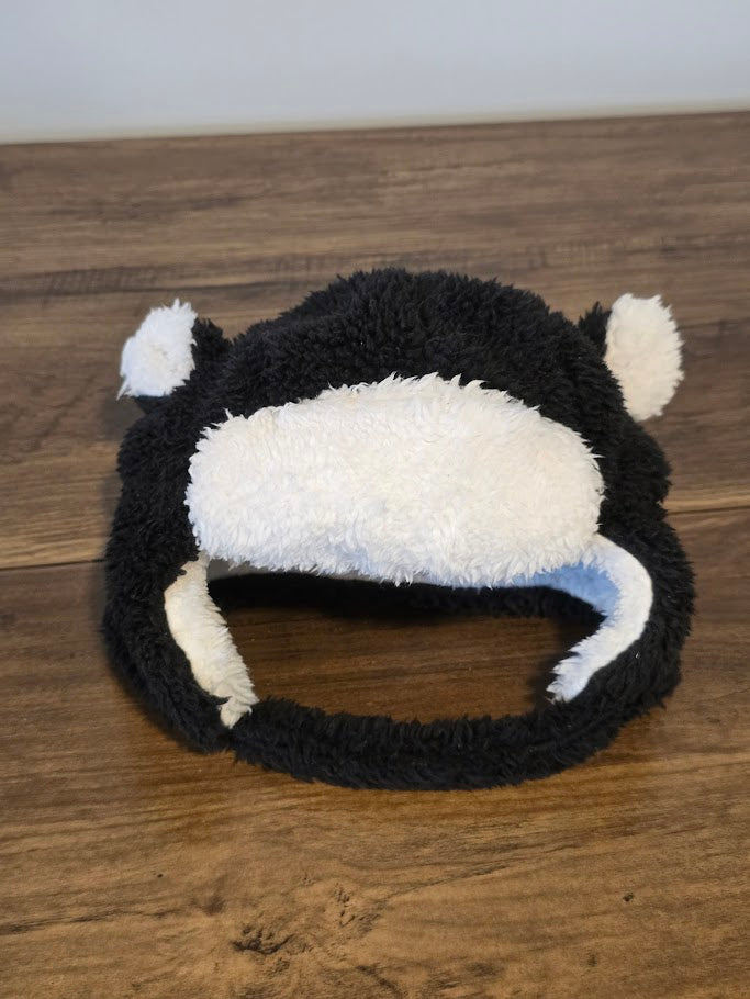 #131 Black and White sherpa hat with ears sz 12 - 24M