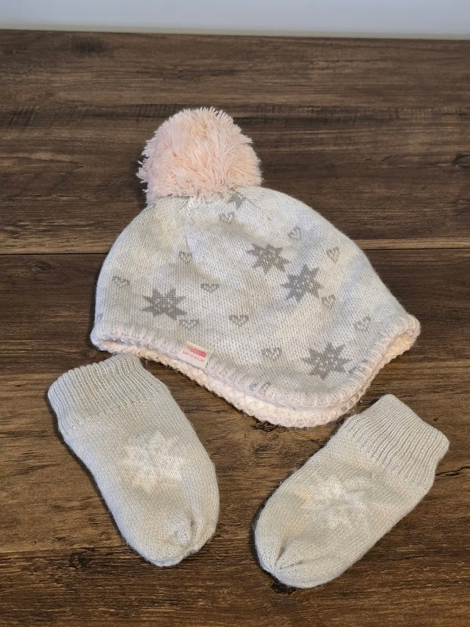 #131 North Face Infant girls hat and matching mittens sz Infant XS