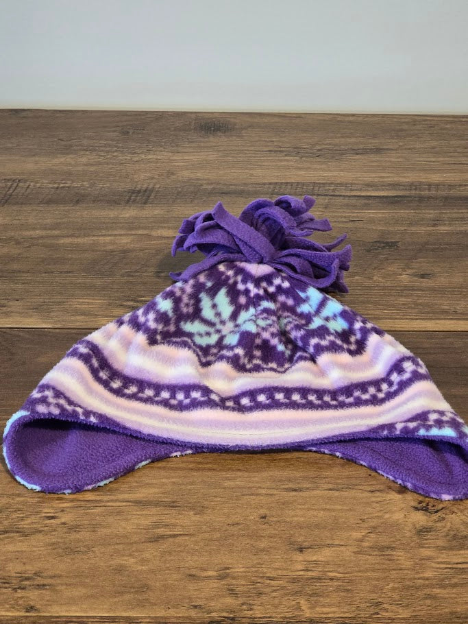 #131 Girls purple fleece hat sz 2T - 5T