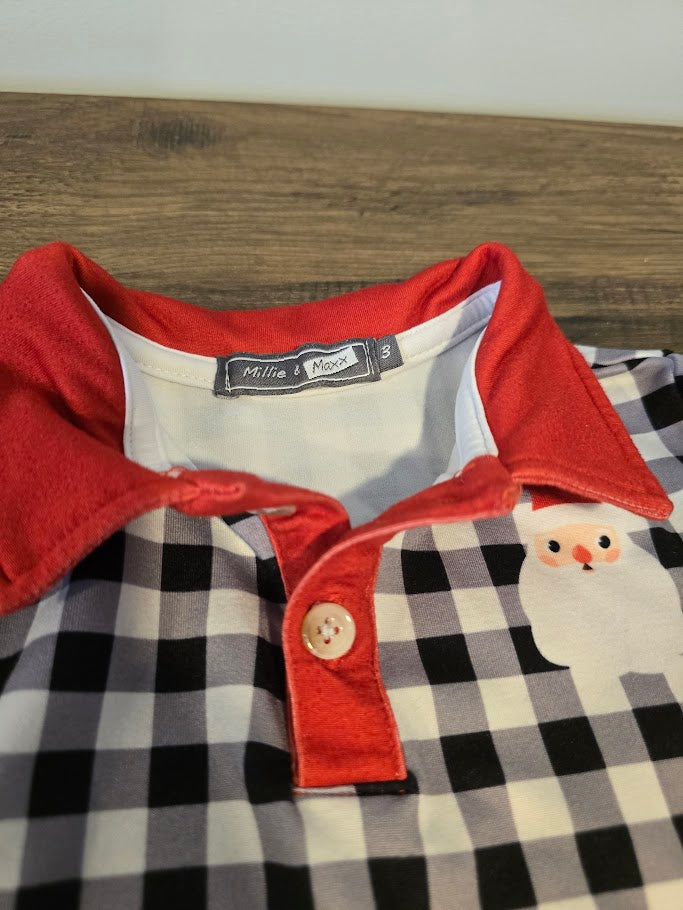 #131 MIllie & Maxx boys santa collared shirt sz 3