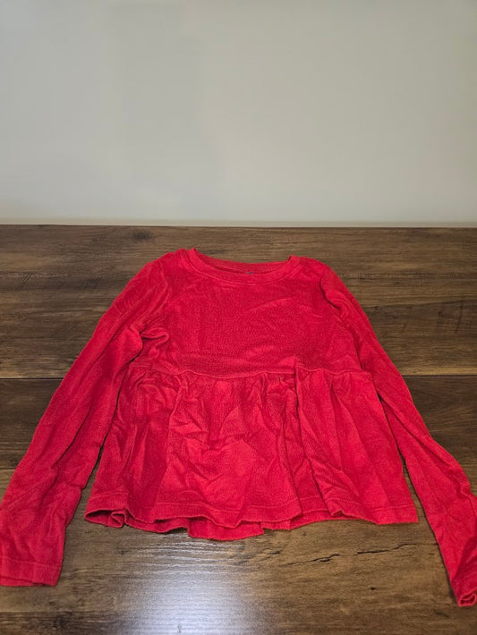 #131 Old Navy girls soft knit red long sleeve shirt sz S (6 - 7)