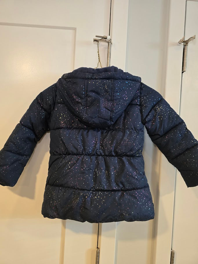 #131 Limited Too girls navy and rainbow sparkle winter coat sz 4