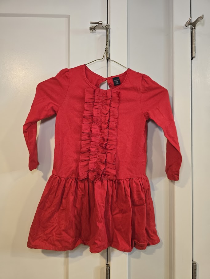 #131 Baby Gap red long sleeve dress sz 4