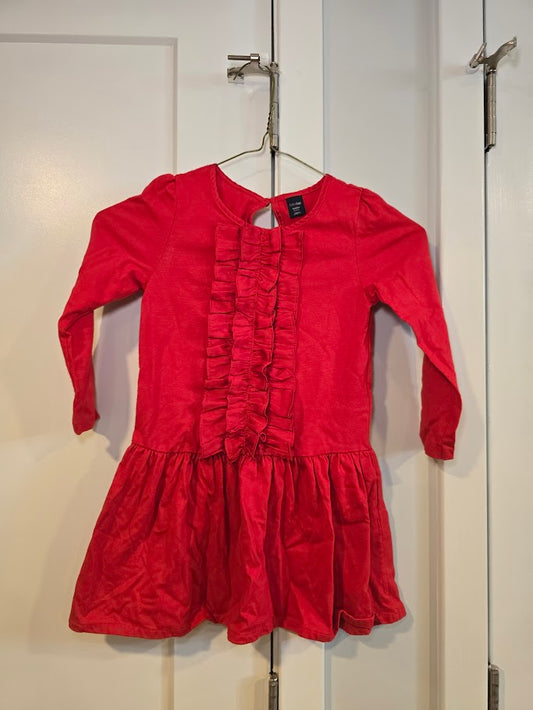 #131 Baby Gap red long sleeve dress sz 4