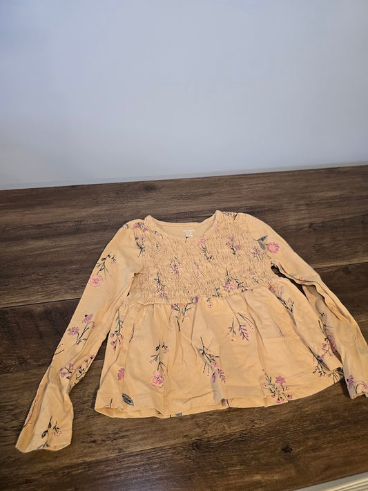 #131 Carter's Yellow floral long sleeve shirt sz 6