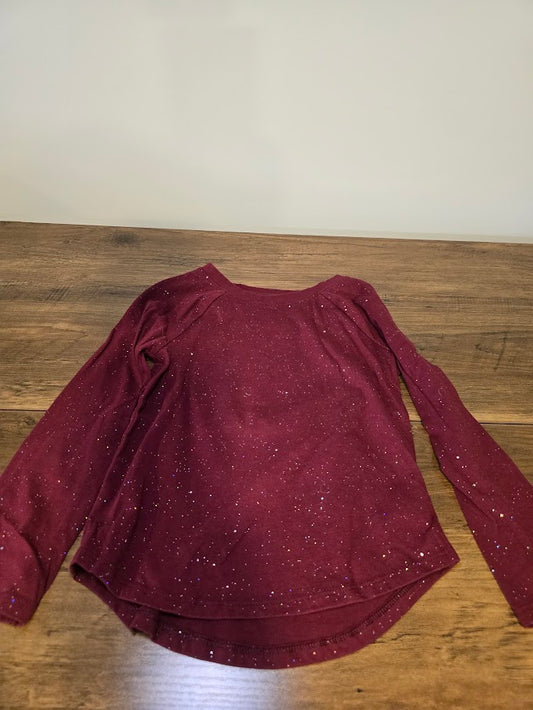 #131 Cat & Jack maroon sparkly long sleeve shirt sz 5T