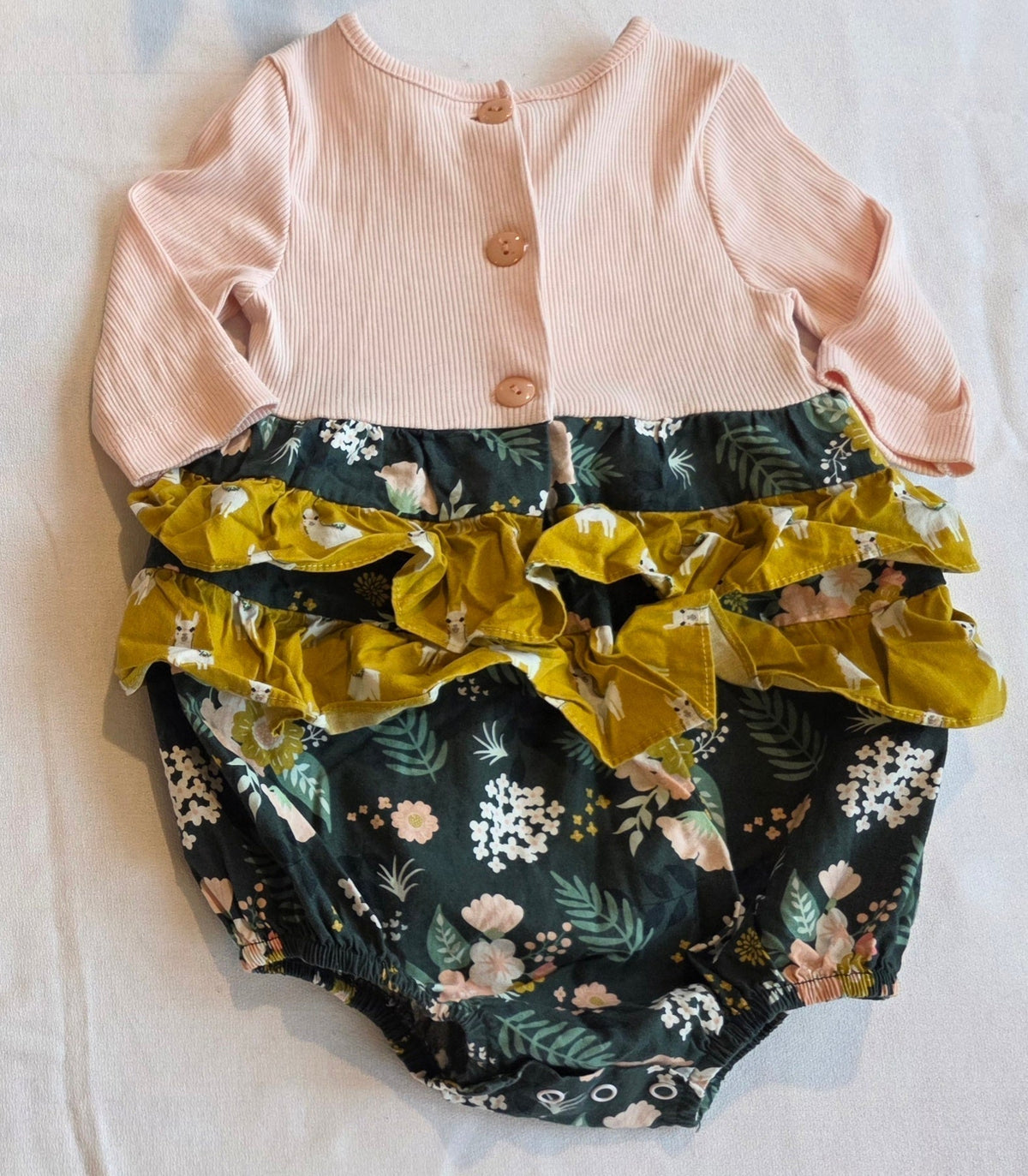 #190 Girls 24M/2T RicRac & Ruffles Girls Llama Long Sleeved Romper (1 of 2)