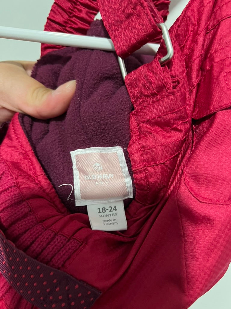 Seller #76 - Old Navy Girl's Snow Bib - Dark Pink - Size 18-24 Months