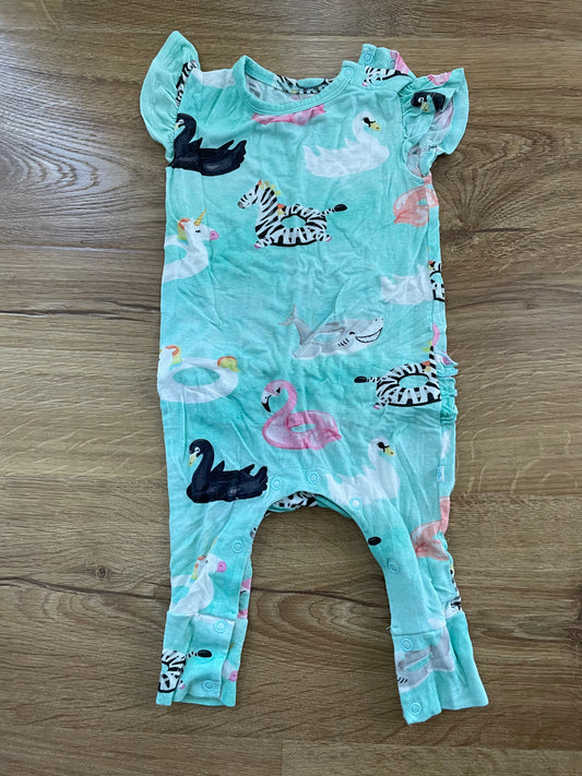 #6 - Girls Posh Peanut Ruffle Romper - summer/swim theme, 6-9 months