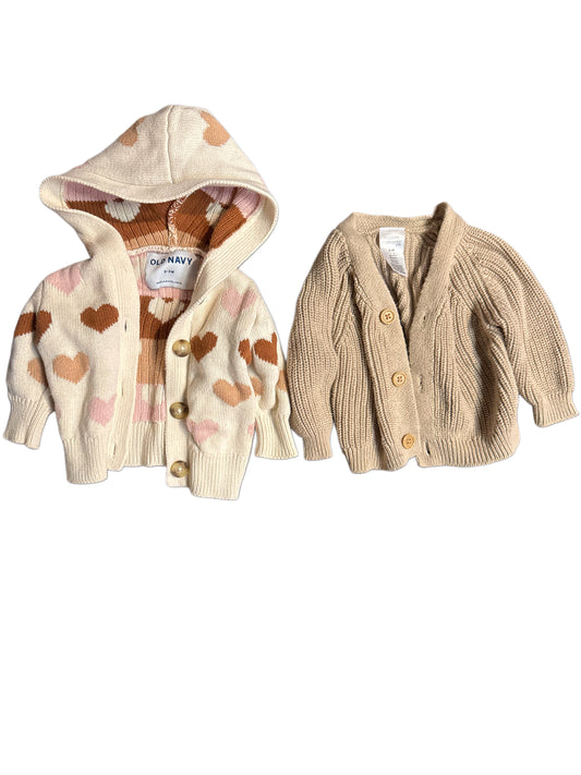 #28 REDUCED Old Navy & Modern Moments Baby Girls Cozy Knit Cardigan Sweater Bundle Size 0-3M