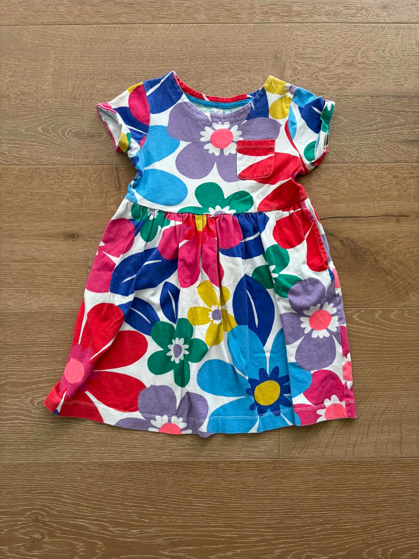#196 Mini Boden Girls Size 6/7 Multicolor Flowers Dreess