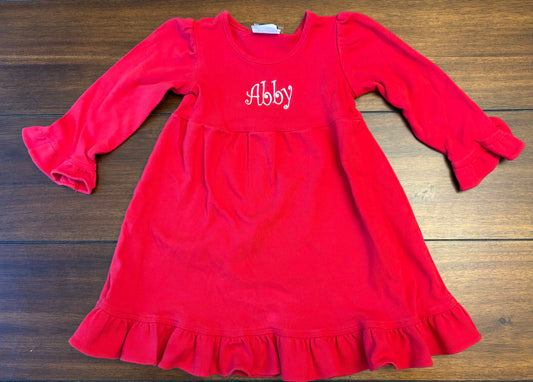 Seller #210 Stellybelly Girls Size 3T Red Abby Embroidered Ruffle Dress