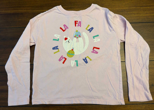 Seller #210 Hanna Andersson Girls Size 8 (130) Light Pink Fa La La La La Graphic Long Sleeve Top