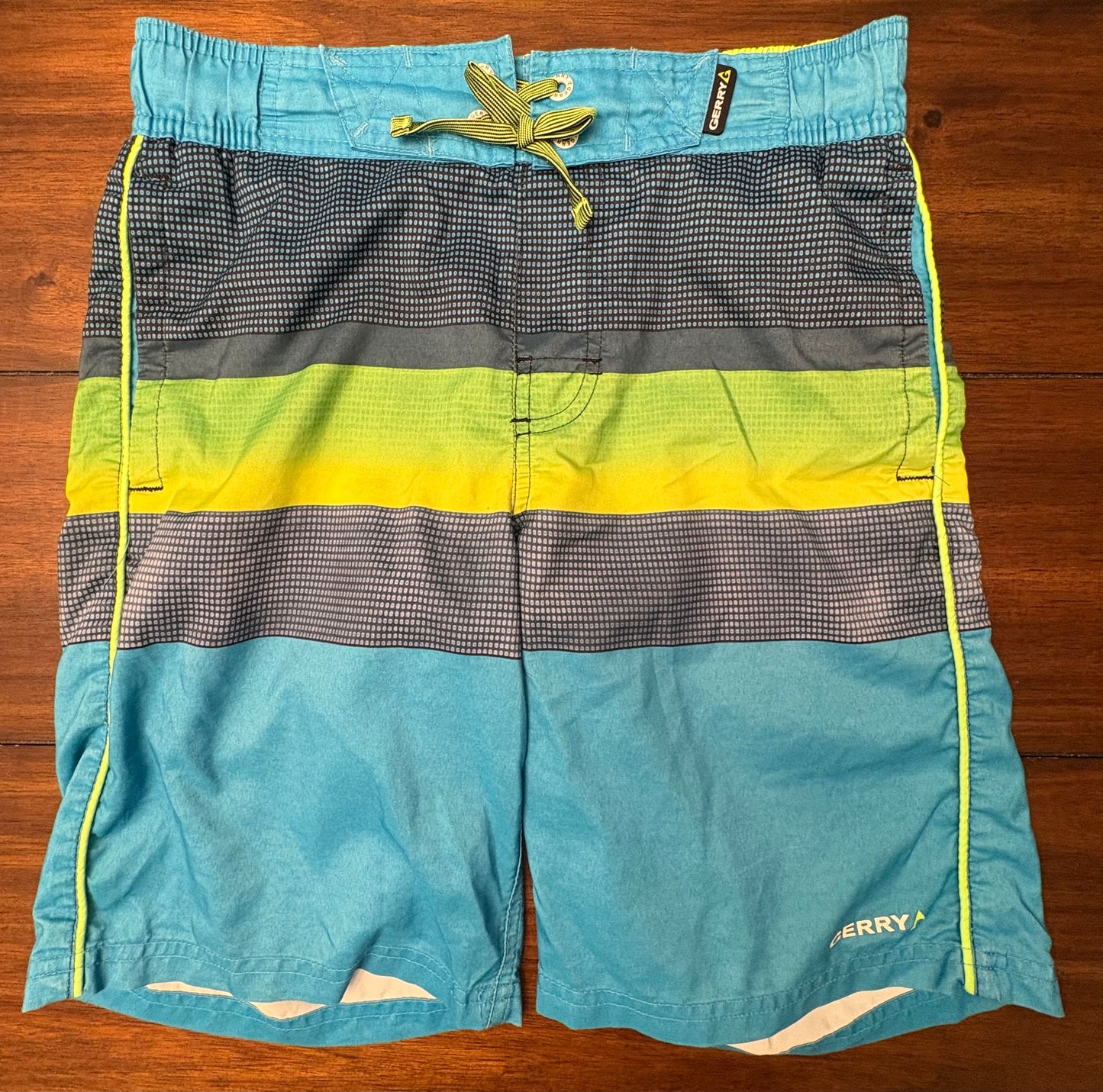 Seller #210 Gerry Boys Size 10/12 Blue & Green Swim Trunks