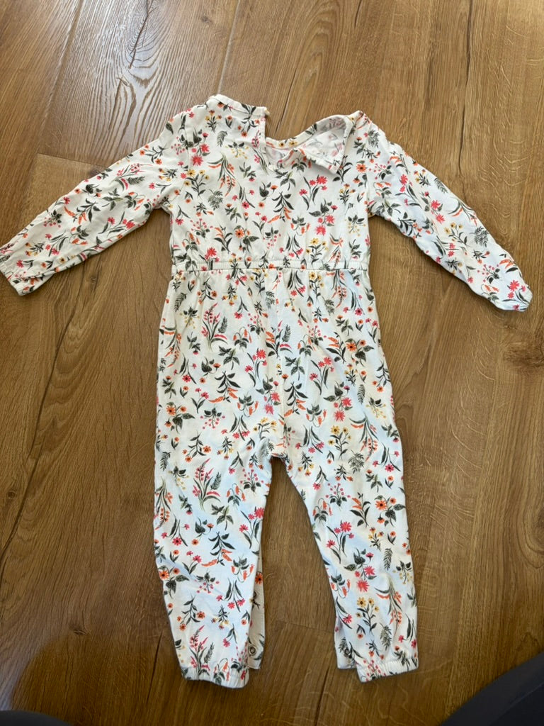 #6 - Old Navy Girls White & Floral Romper - 18-24 months