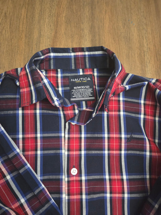 REDUCED Seller #184 Boys Nautica blue and red button up size 10/12