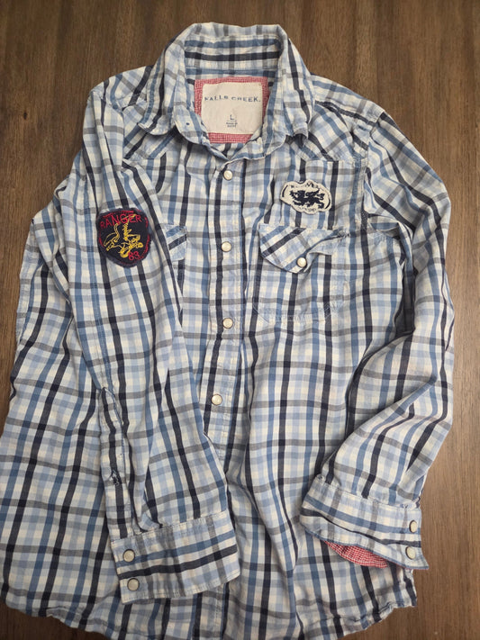 REDUCED Seller 184 Boys grey tony hawk and blue falls creek button ups size 14/16