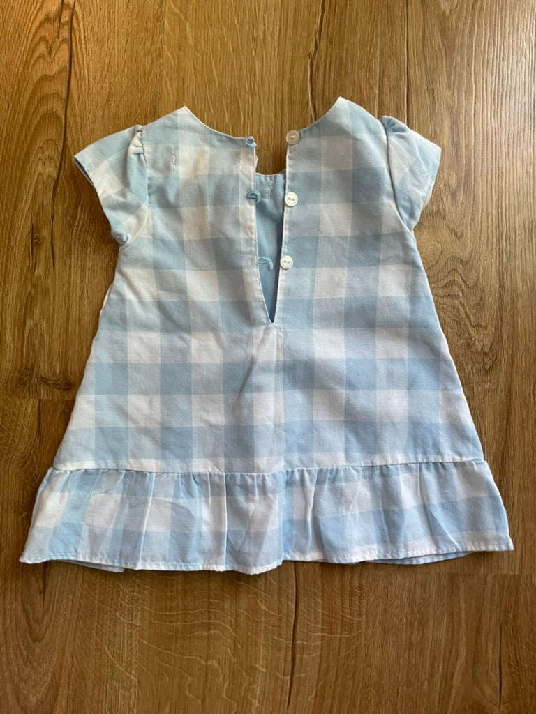 #6 - Girls Blue Gingham Dress, 18 months