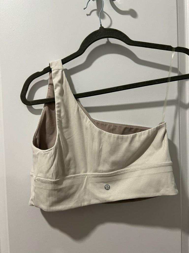 Seller #76 - Lululemon Align Asymmetrical Bra Ribbed Bone Radiate Transparent Foil Size 12