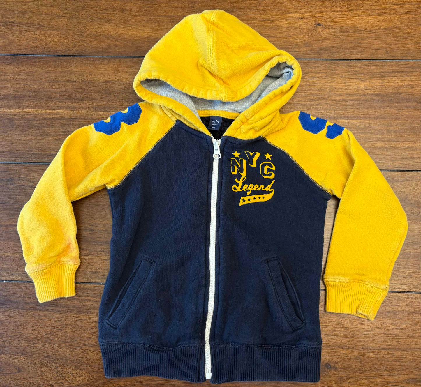 Seller #210 Baby Gap Boys Size 4 Navy & Yellow Hooded Zipper Sweatshirt