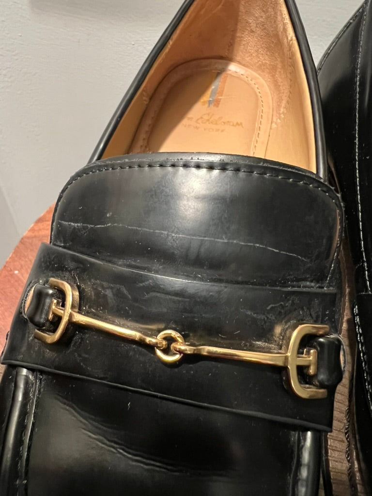 Seller #76 - Sam Edelman Laurs Platform Chunky Lug Heel Gold Loafer Black Size 9 Womens