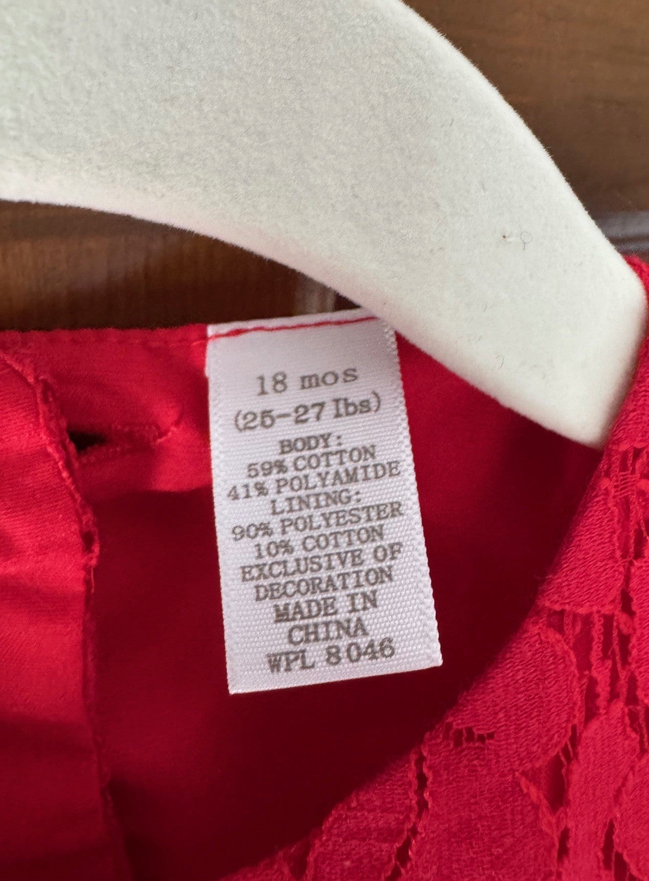 Seller 126 - First Impressions 18 mos Red Lace Dress