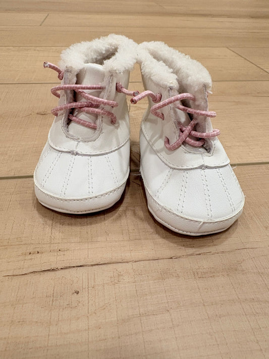 #37 REDUCED- 0-3M Girls Carter's White Boots with Pink Laces