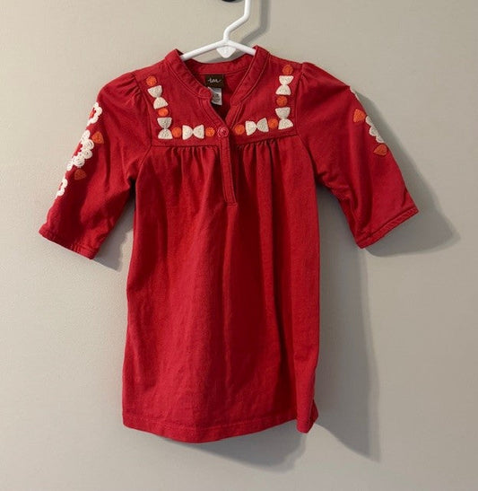 REDUCED #141 Tea Embroidered Tunic Dress GUC size 12-18 SR
